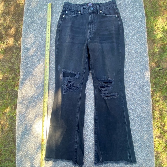 BDG Jeans Mini Flare Distressed Black Denim size 24 00 Casual Streetwear - Picture 1 of 12